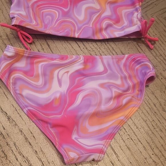 Pink Swirl Kids Bikini Swim Set Size 10 - Picture 5 of 7